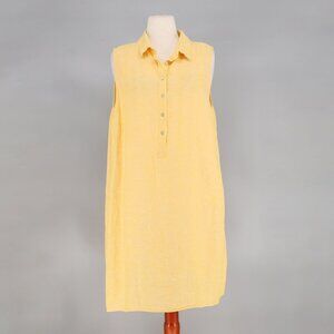 TAHARI Linen Sleeveless Tunic Dress in Yellow Size 2X